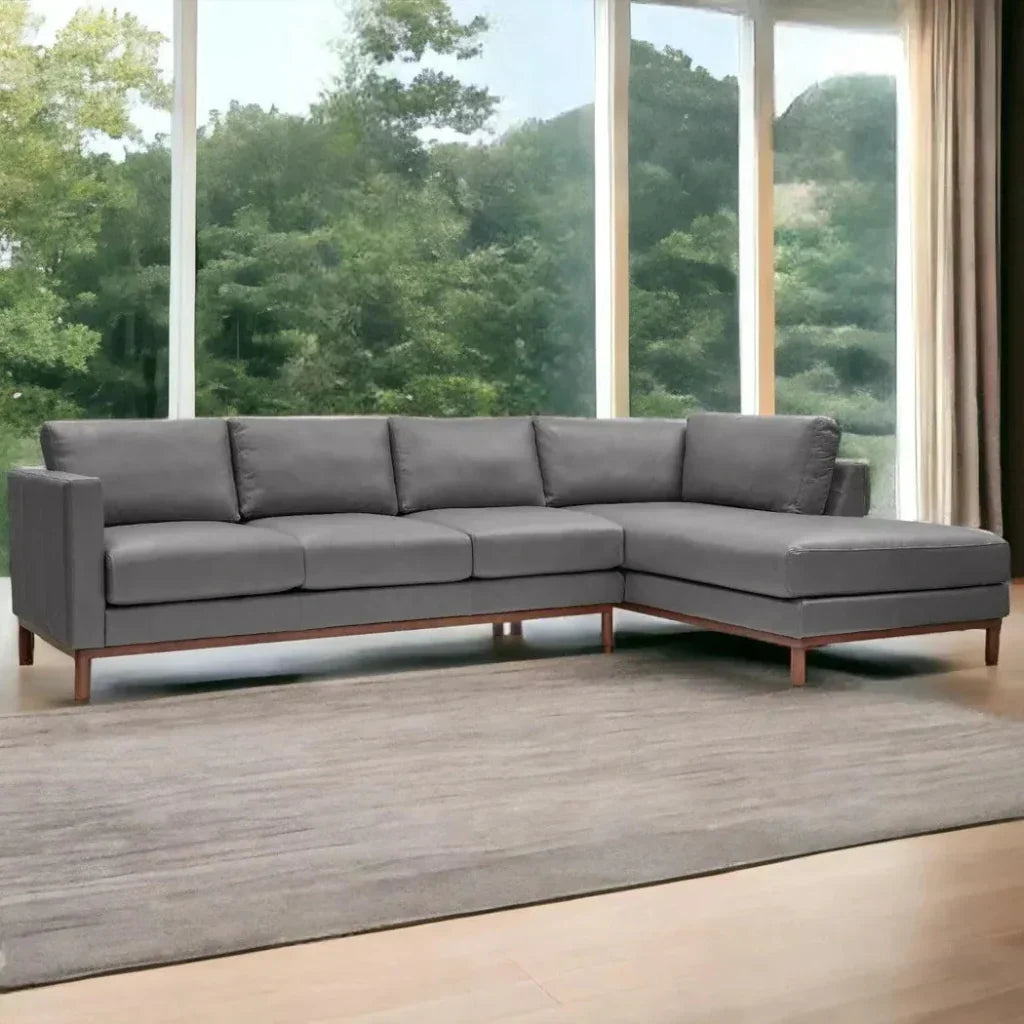 Freehand Leather Sectional With Chaise - LOOMLAN - One For Victory - Sectionals