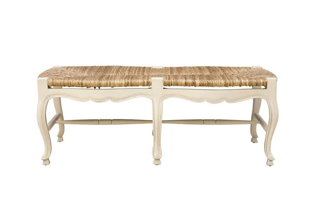 French Wooden White Settee - LOOMLAN - Furniture Classics - Bedroom Benches