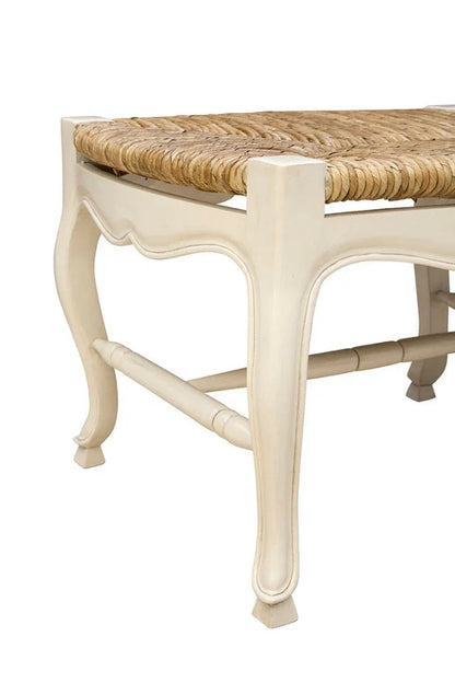 French Wooden White Settee - LOOMLAN - Furniture Classics - Bedroom Benches