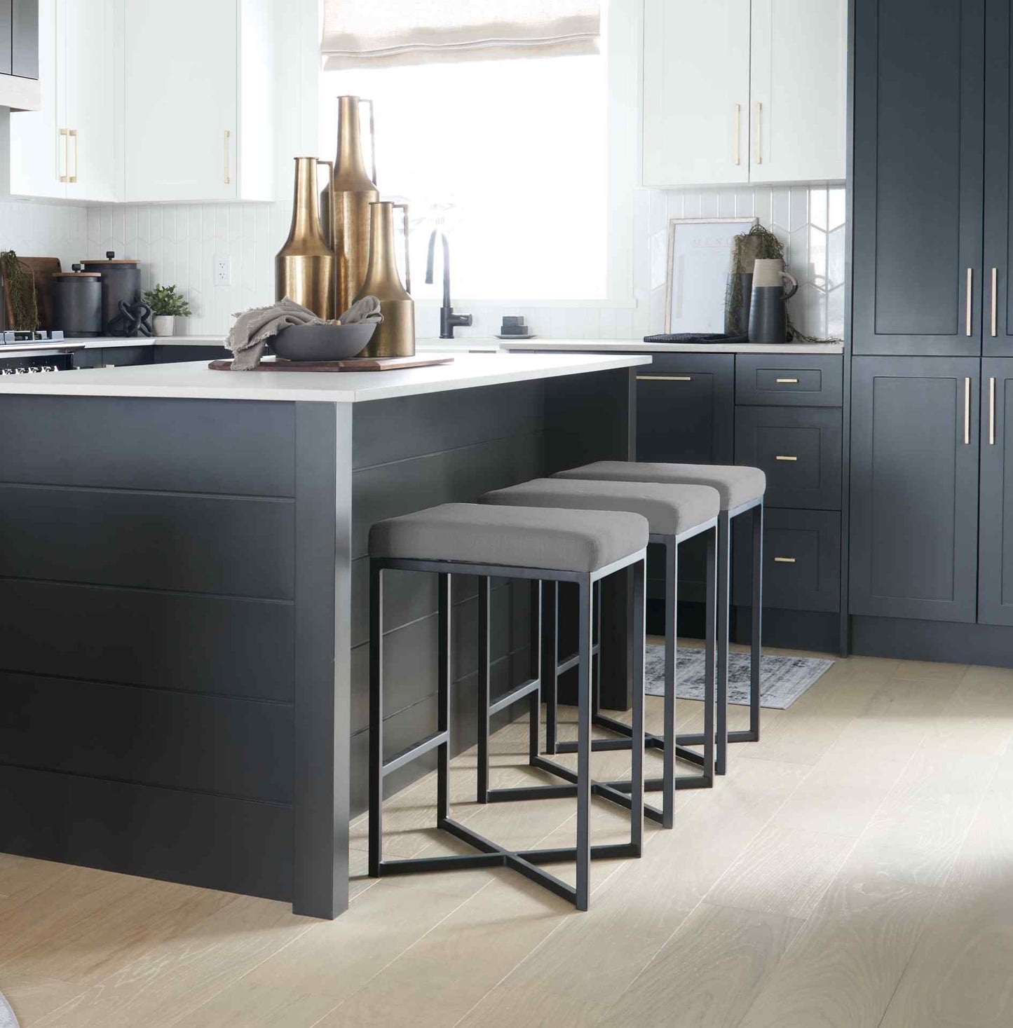 Frodo Gray Fabric Counter Stool