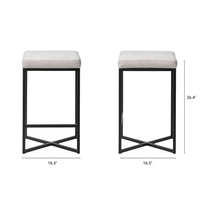 Frodo White Fabric Bar Stool