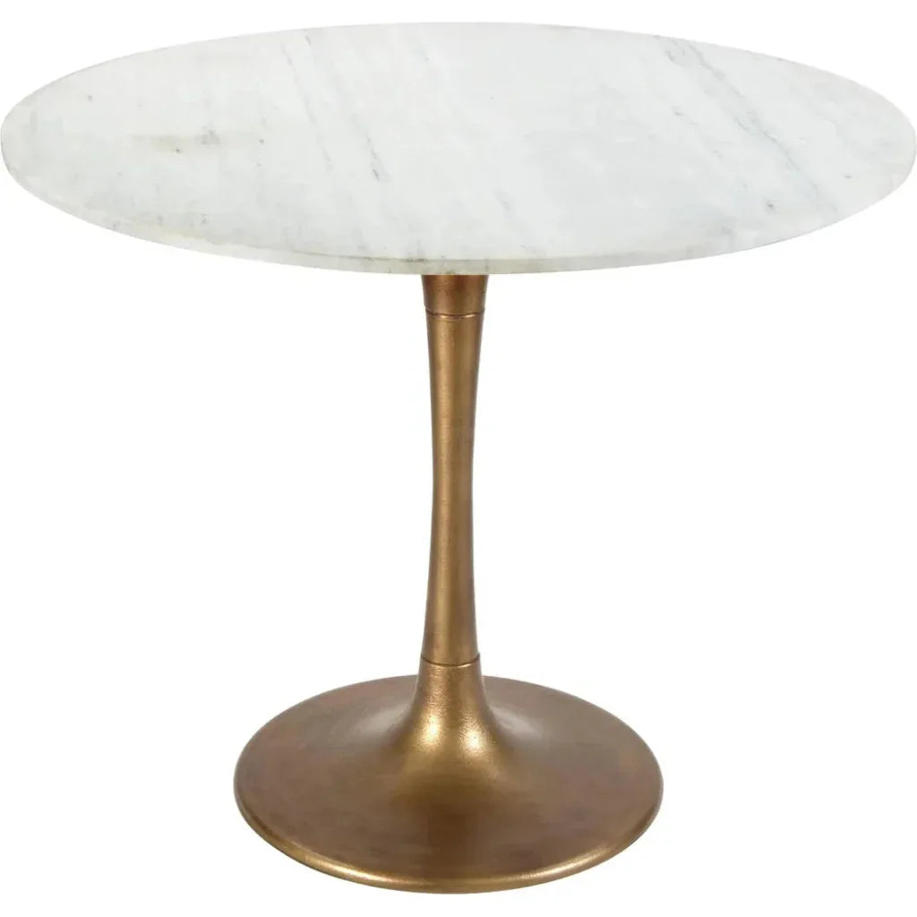 Fullerton Dining Table White & Gold-Dining Tables-Zuo Modern-LOOMLAN