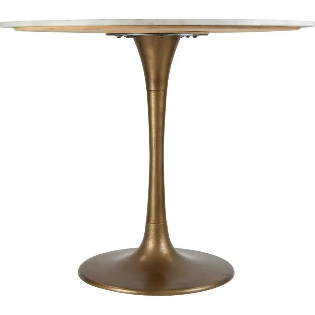 Fullerton Dining Table White & Gold-Dining Tables-Zuo Modern-LOOMLAN