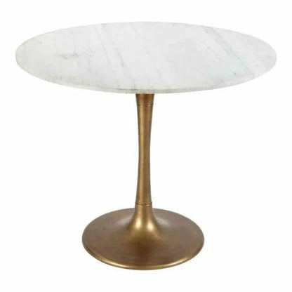 Fullerton Dining Table White & Gold-Dining Tables-Zuo Modern-LOOMLAN