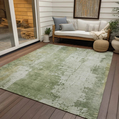 Fyerra Green Washable Indoor - Outdoor Rug - LOOMLAN - LOOMLAN Rugs - Outdoor Rugs