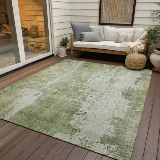 Fyerra Green Washable Indoor - Outdoor Rug - LOOMLAN - LOOMLAN Rugs - Outdoor Rugs