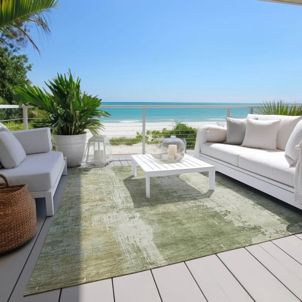 Fyerra Green Washable Indoor - Outdoor Rug - LOOMLAN - LOOMLAN Rugs - Outdoor Rugs