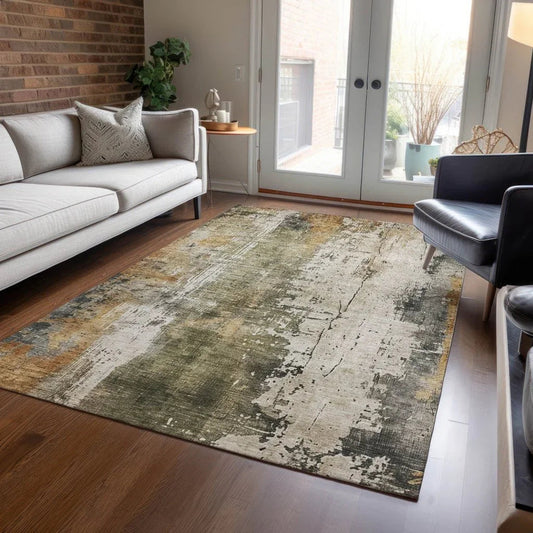 Fyerra Olive Washable Indoor - Outdoor Rug - LOOMLAN - LOOMLAN Rugs - Outdoor Rugs