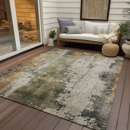 Fyerra Olive Washable Indoor - Outdoor Rug - LOOMLAN - LOOMLAN Rugs - Outdoor Rugs