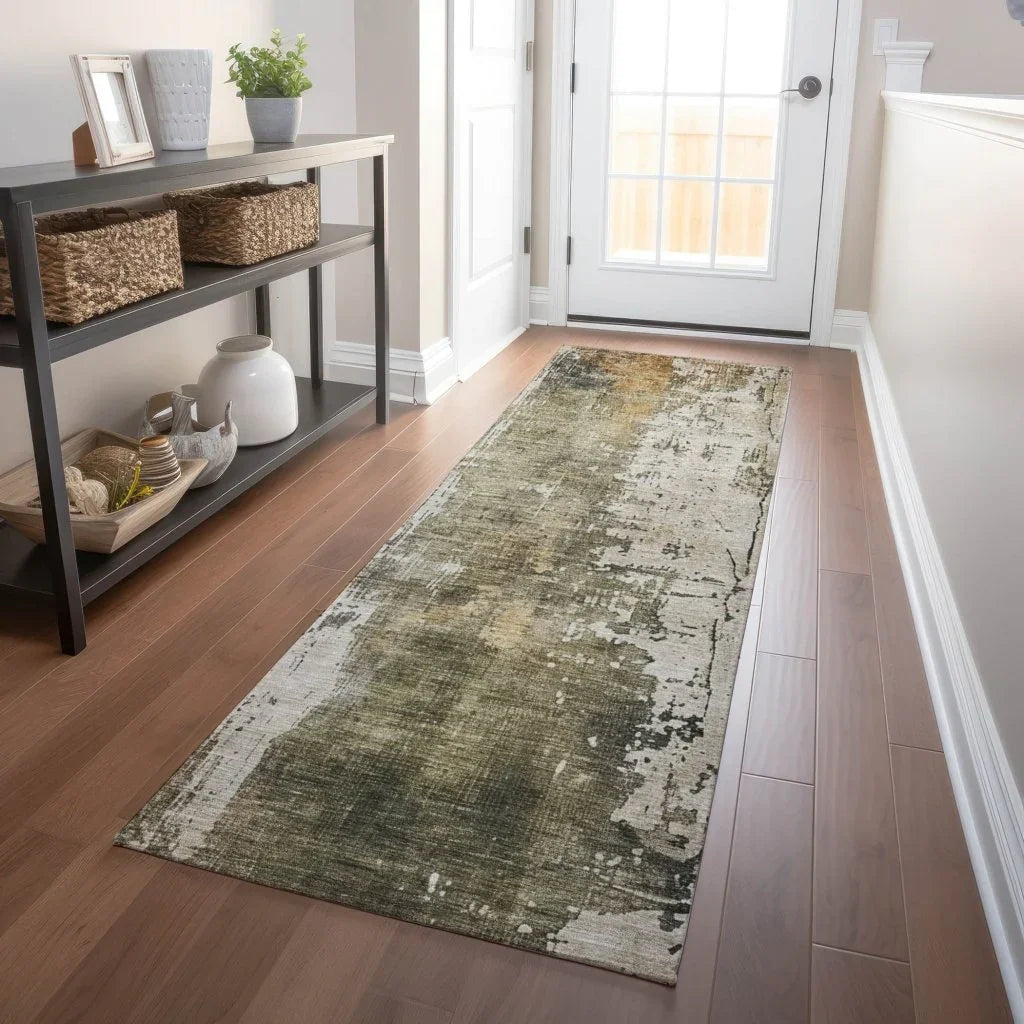 Fyerra Olive Washable Indoor - Outdoor Rug - LOOMLAN - LOOMLAN Rugs - Outdoor Rugs