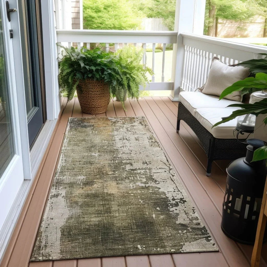 Fyerra Olive Washable Indoor - Outdoor Rug - LOOMLAN - LOOMLAN Rugs - Outdoor Rugs