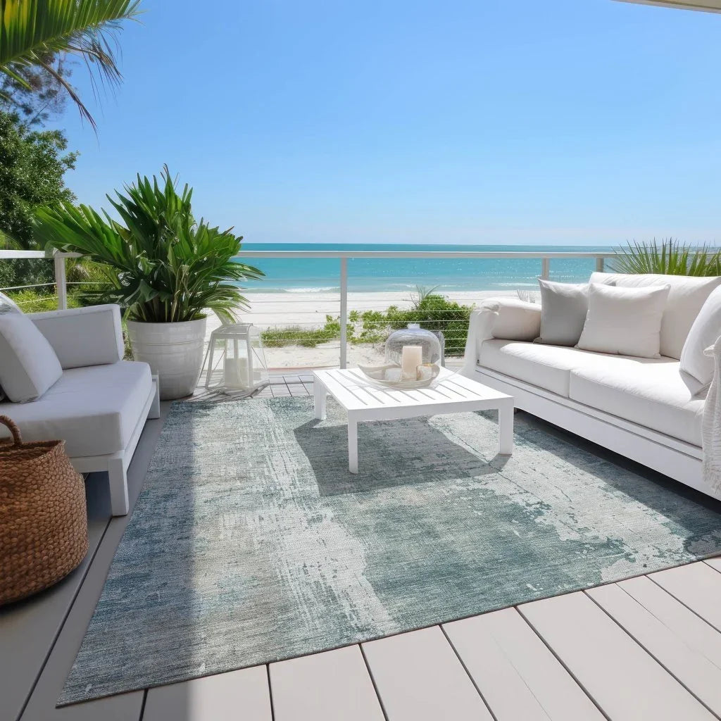 Fyerra Teal Washable Indoor - Outdoor Rug - LOOMLAN - LOOMLAN Rugs - Outdoor Rugs