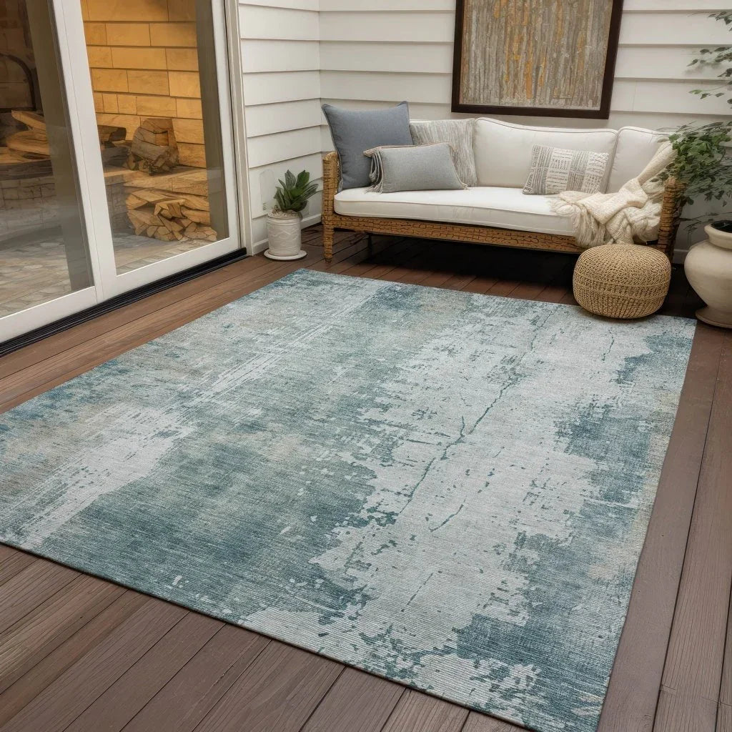 Fyerra Teal Washable Indoor - Outdoor Rug - LOOMLAN - LOOMLAN Rugs - Outdoor Rugs