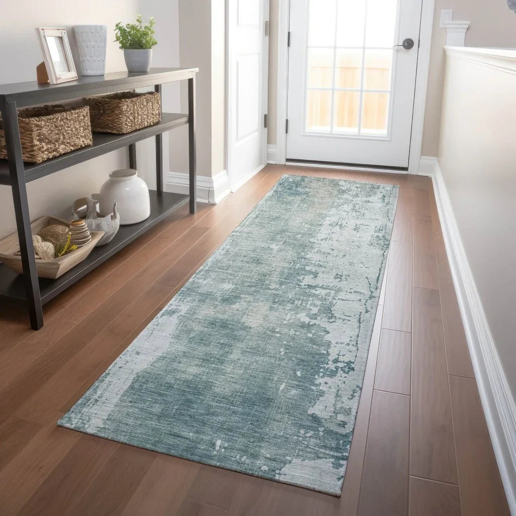 Fyerra Teal Washable Indoor - Outdoor Rug - LOOMLAN - LOOMLAN Rugs - Outdoor Rugs