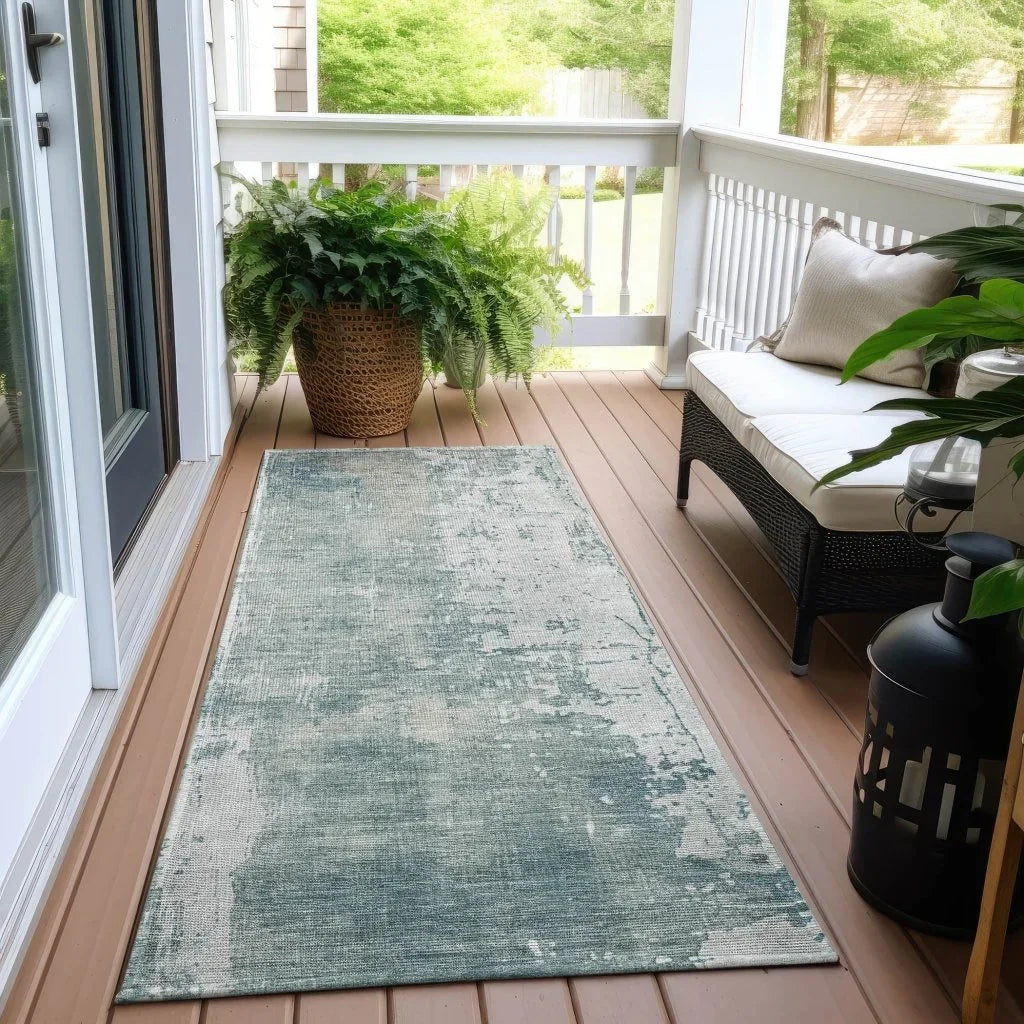 Fyerra Teal Washable Indoor - Outdoor Rug - LOOMLAN - LOOMLAN Rugs - Outdoor Rugs