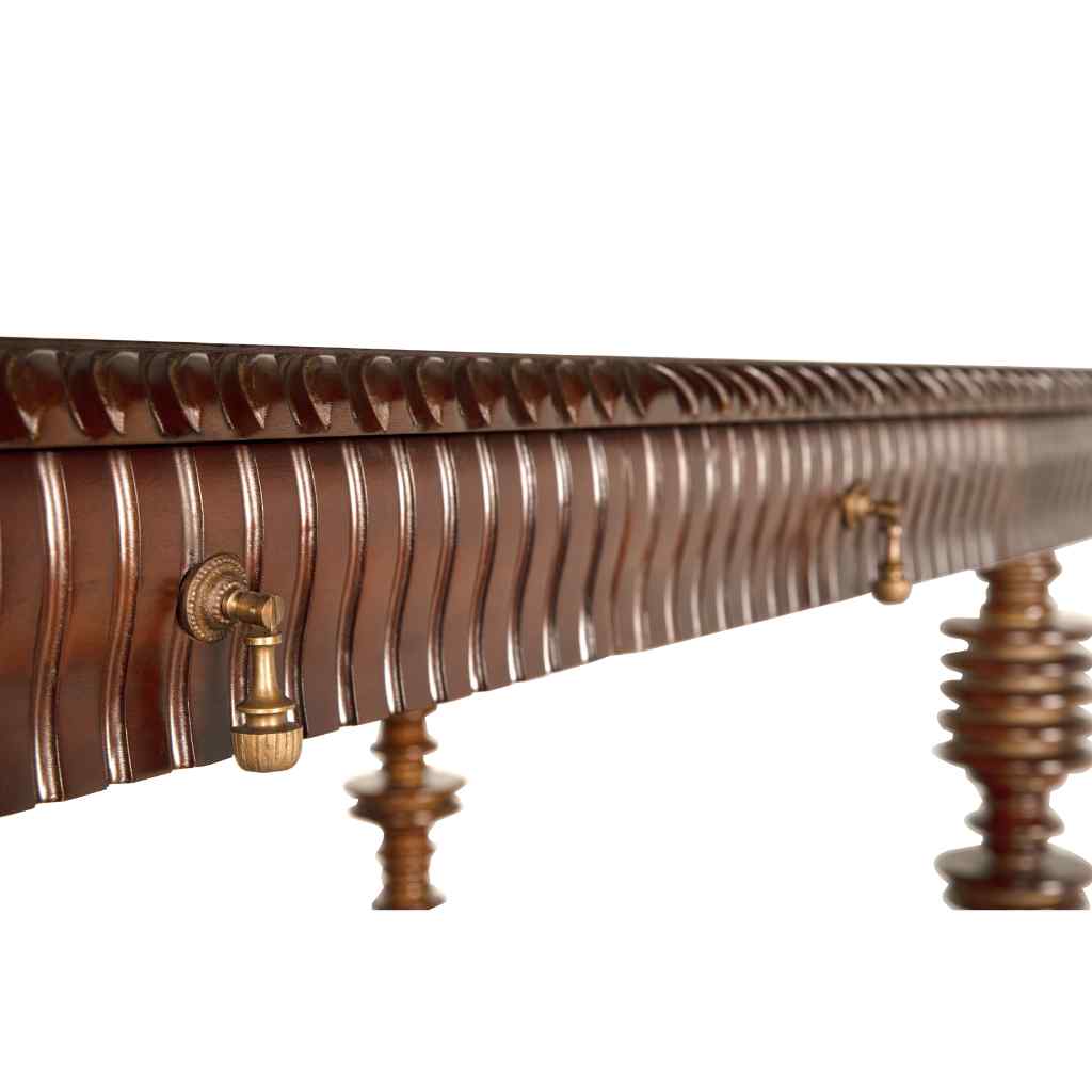 Portuguese Hand Rubbed Brown Wood Desk