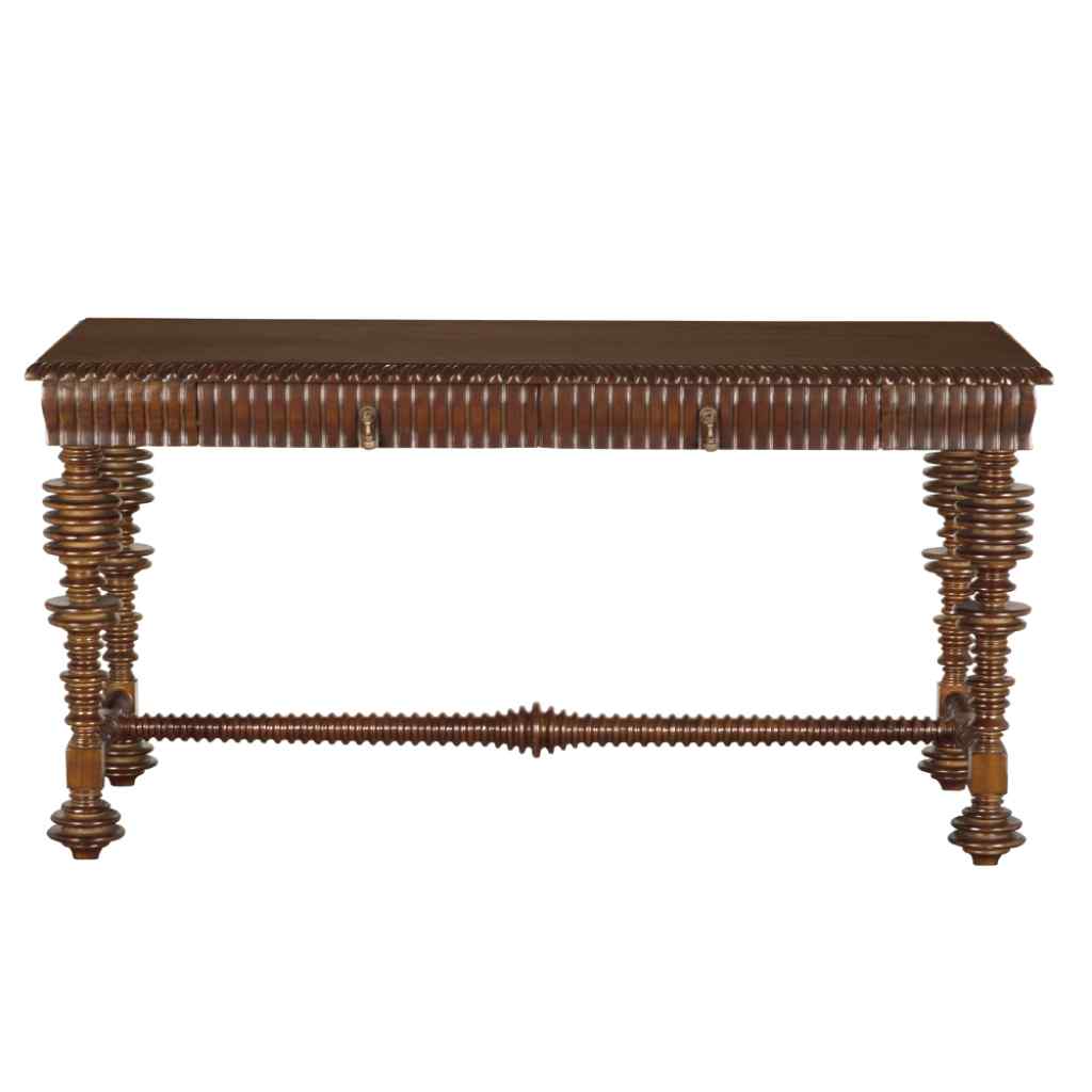 Portuguese Hand Rubbed Brown Wood Desk