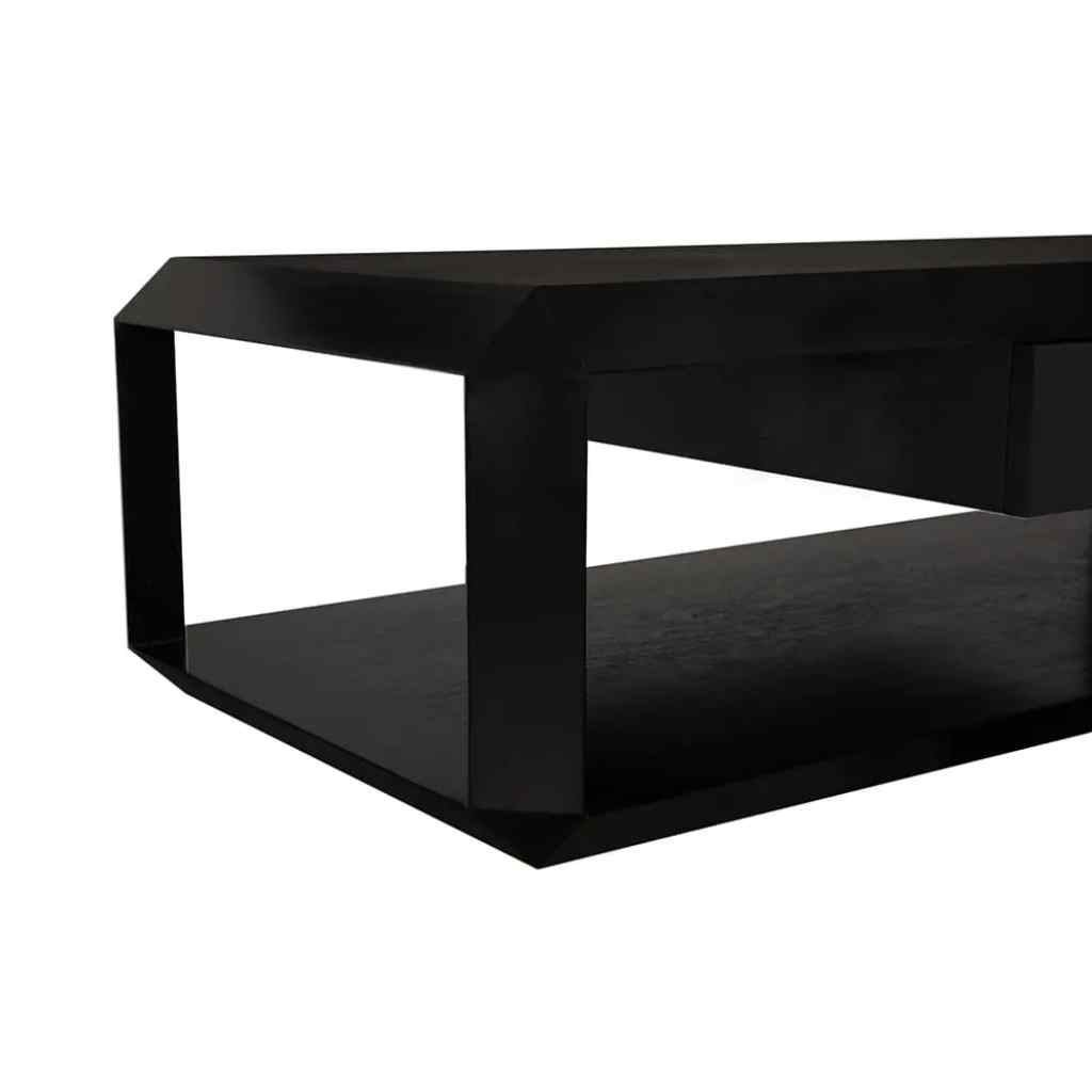 Obtuse Two Drawers Black Coffee Table