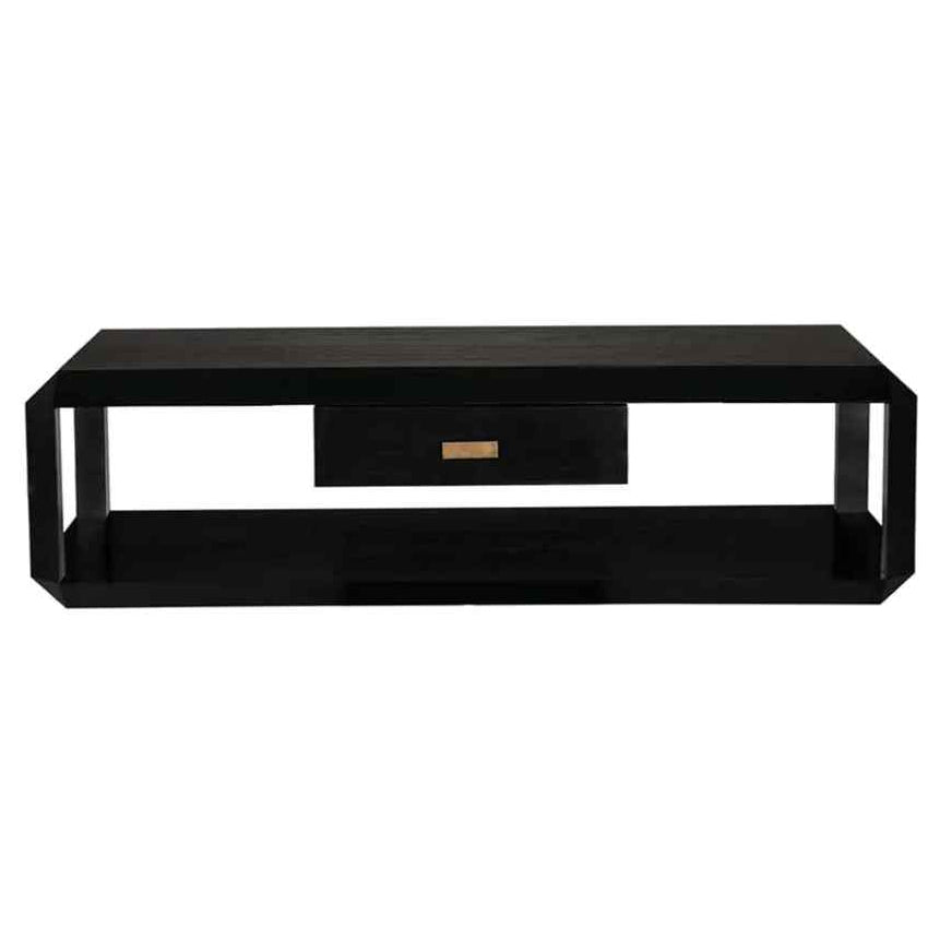Obtuse Two Drawers Black Coffee Table