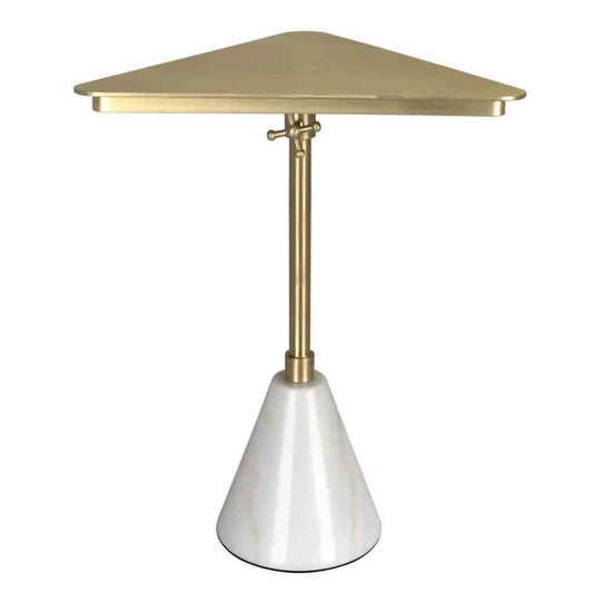 Darwin Triangular Aged Brass Top Side Table
