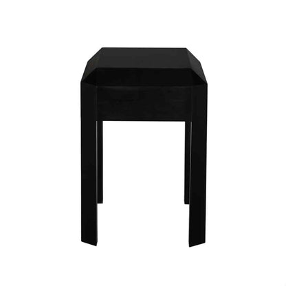 Obtuse One Drawer Black Side Table