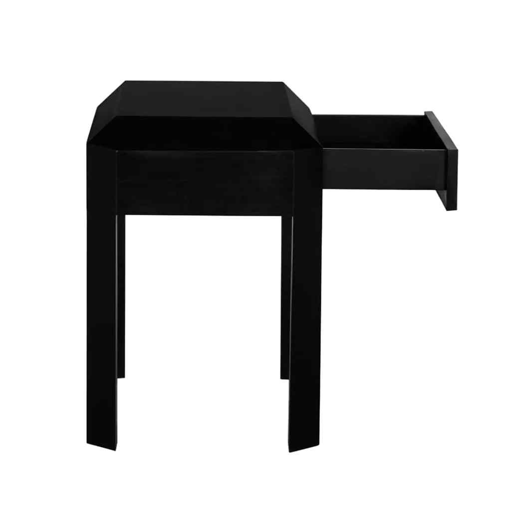 Obtuse One Drawer Black Side Table