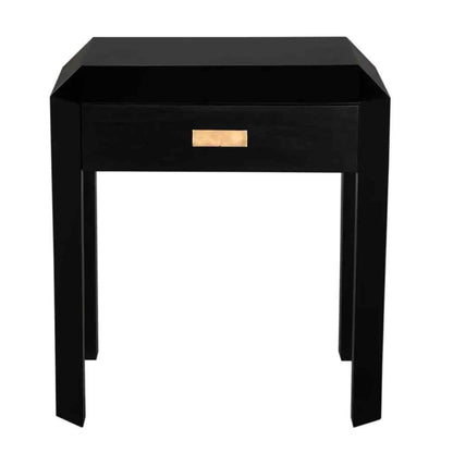 Obtuse One Drawer Black Side Table
