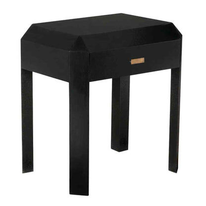 Obtuse One Drawer Black Side Table