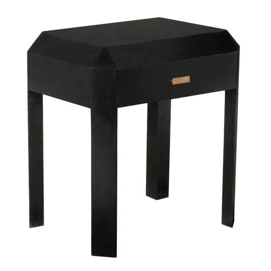 Obtuse One Drawer Black Side Table