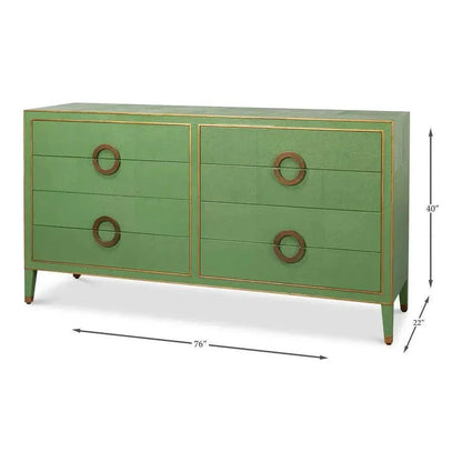 Gabriella Embossed Shagreen Blue Green Chest Of Drawers - LOOMLAN - Sarreid - Chests