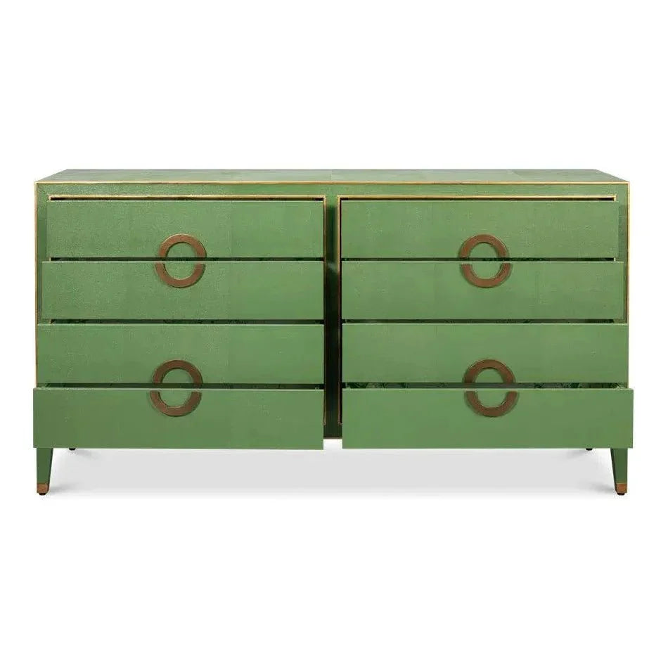 Gabriella Embossed Shagreen Blue Green Chest Of Drawers - LOOMLAN - Sarreid - Chests