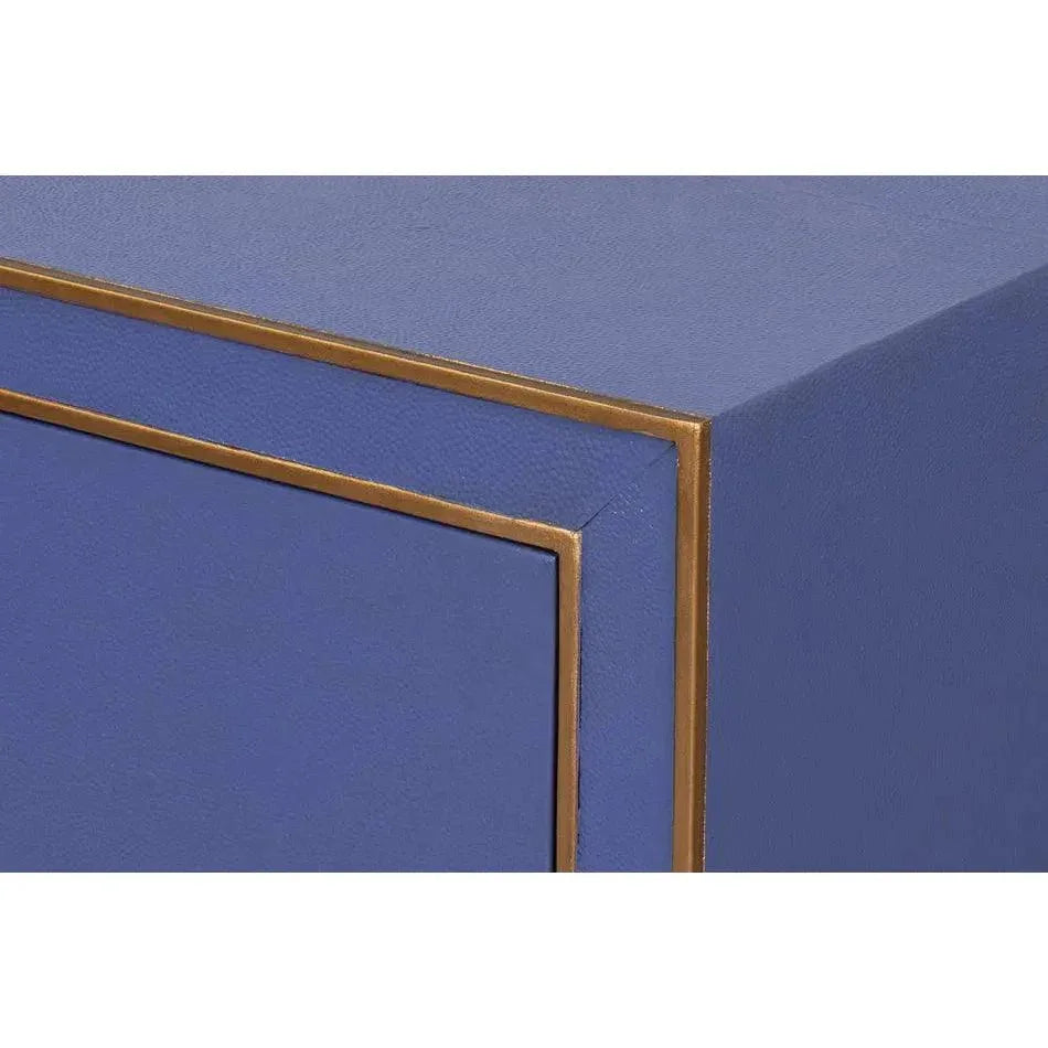 Gabriella Embossed Shagreen Blue Night Stand - LOOMLAN - Sarreid - Nightstands