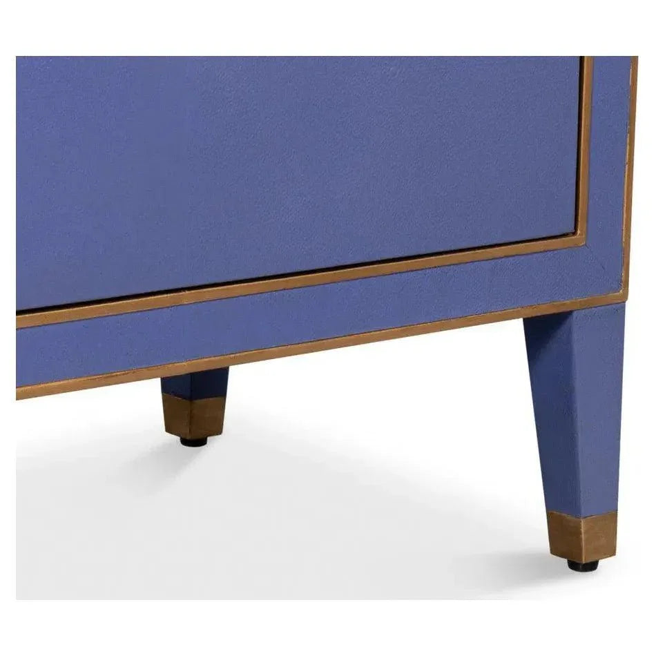 Gabriella Embossed Shagreen Blue Night Stand - LOOMLAN - Sarreid - Nightstands