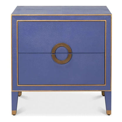 Gabriella Embossed Shagreen Blue Night Stand - LOOMLAN - Sarreid - Nightstands