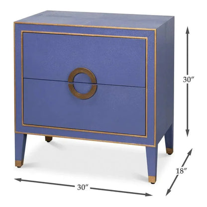 Gabriella Embossed Shagreen Blue Night Stand - LOOMLAN - Sarreid - Nightstands