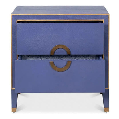 Gabriella Embossed Shagreen Blue Night Stand - LOOMLAN - Sarreid - Nightstands