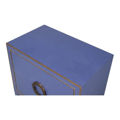 Gabriella Embossed Shagreen Blue Night Stand - LOOMLAN - Sarreid - Nightstands