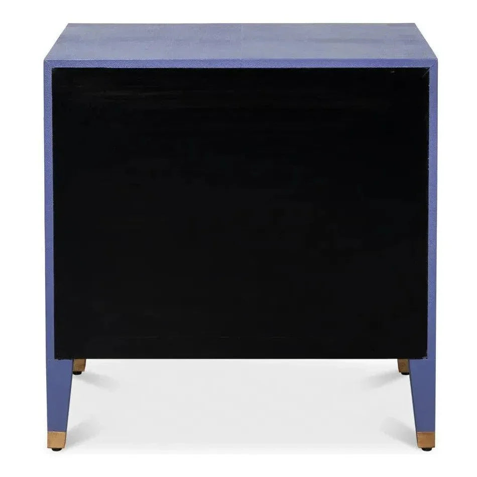 Gabriella Embossed Shagreen Blue Night Stand - LOOMLAN - Sarreid - Nightstands