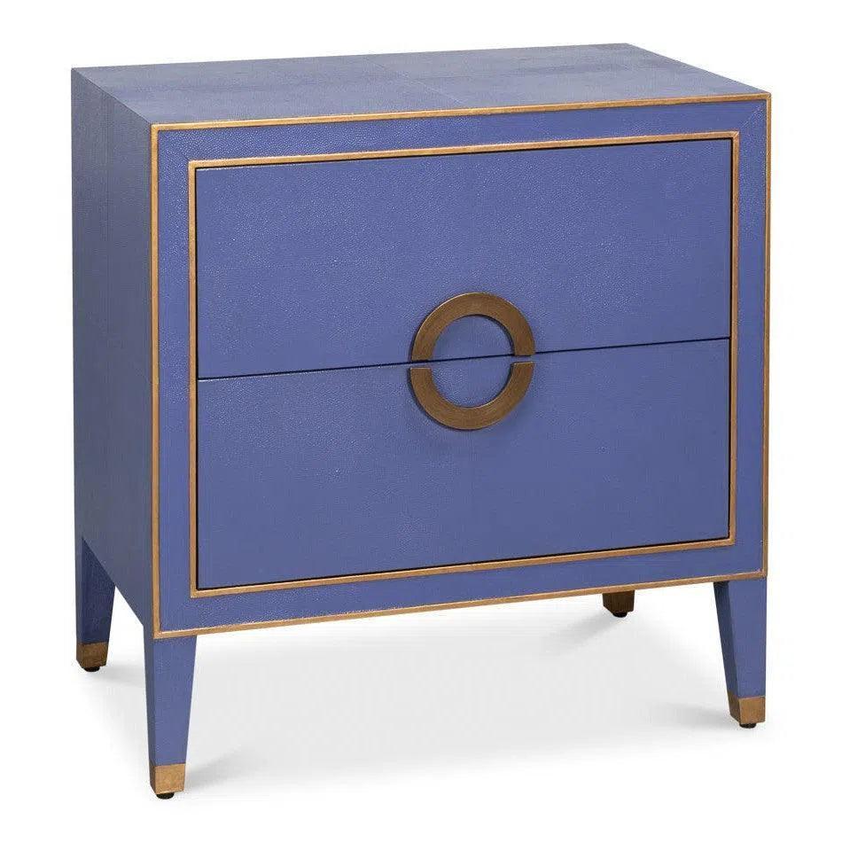 Gabriella Embossed Shagreen Blue Night Stand - LOOMLAN - Sarreid - Nightstands