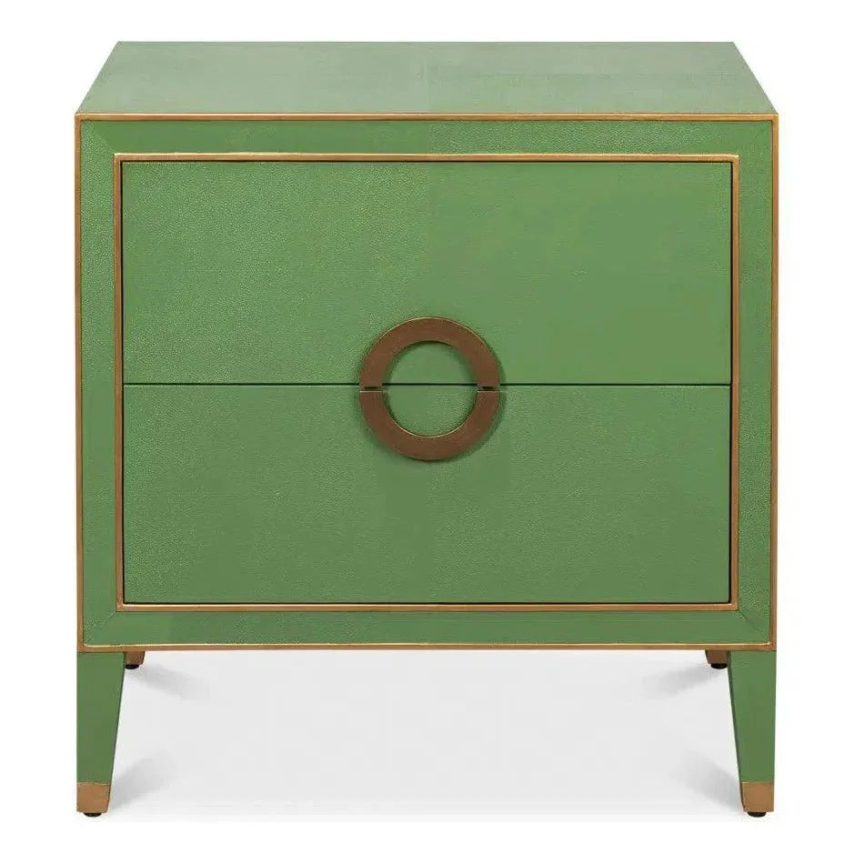 Gabriella Embossed Shagreen Green Night Stand - LOOMLAN - Sarreid - Nightstands