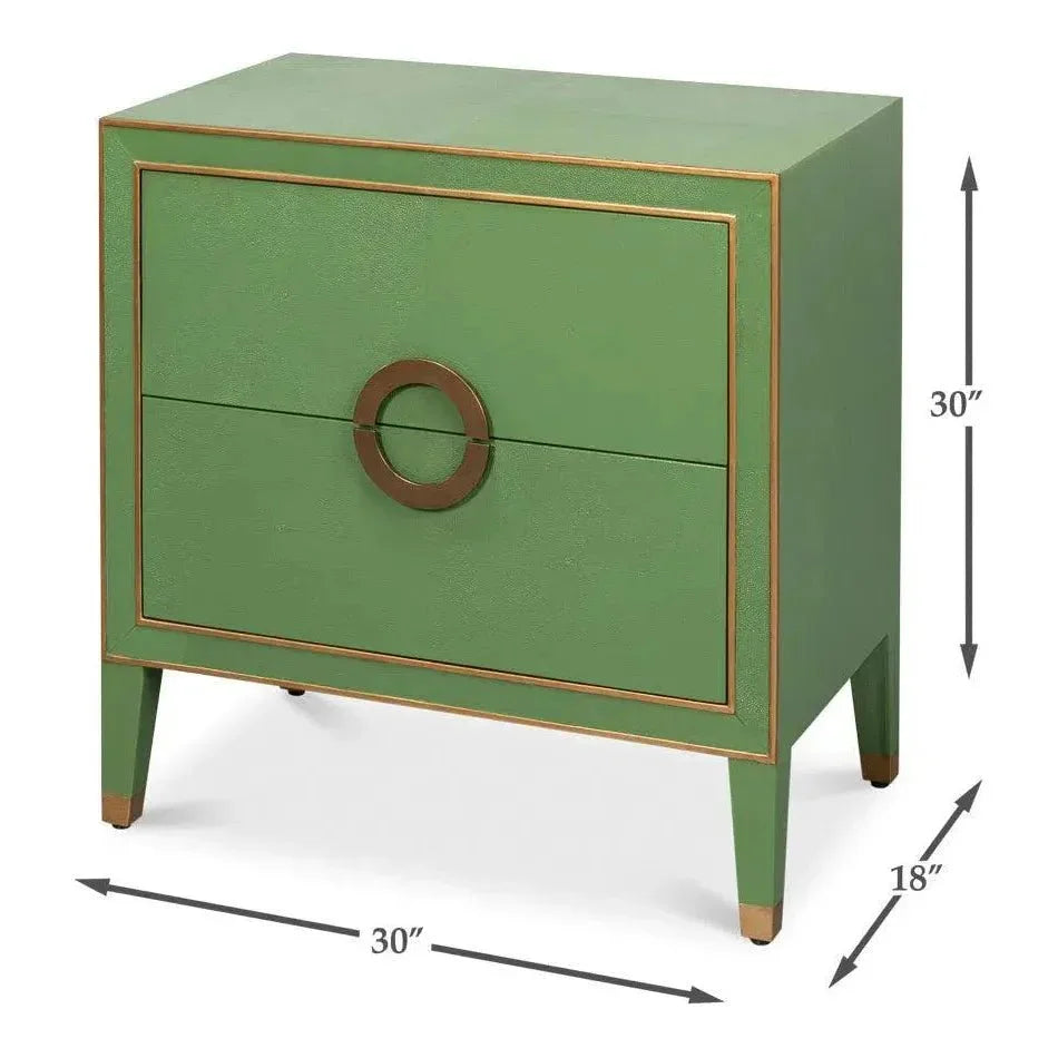 Gabriella Embossed Shagreen Green Night Stand - LOOMLAN - Sarreid - Nightstands
