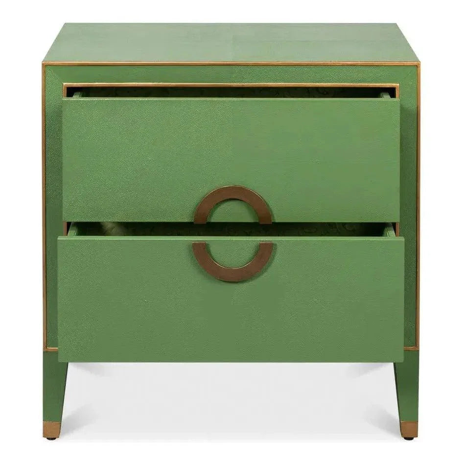 Gabriella Embossed Shagreen Green Night Stand - LOOMLAN - Sarreid - Nightstands