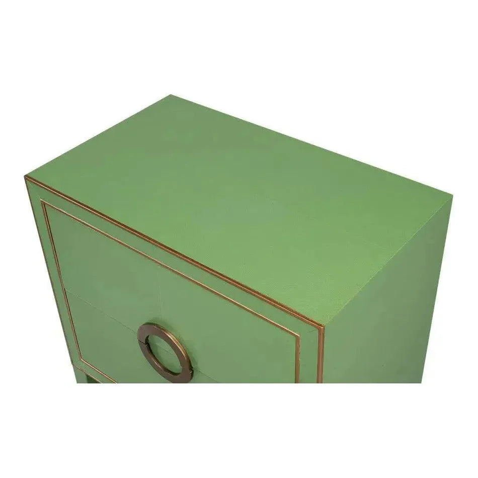 Gabriella Embossed Shagreen Green Night Stand - LOOMLAN - Sarreid - Nightstands
