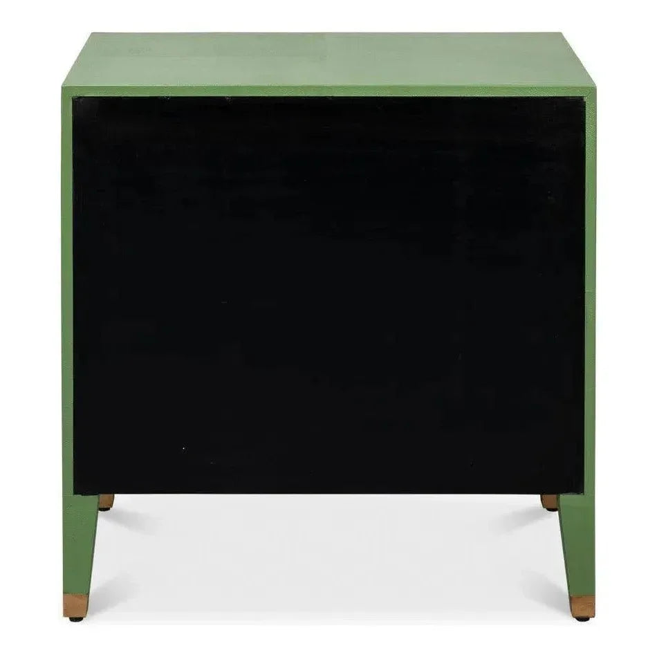 Gabriella Embossed Shagreen Green Night Stand - LOOMLAN - Sarreid - Nightstands