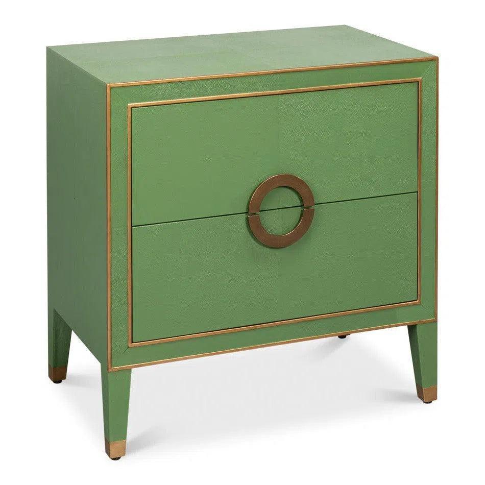 Gabriella Embossed Shagreen Green Night Stand - LOOMLAN - Sarreid - Nightstands