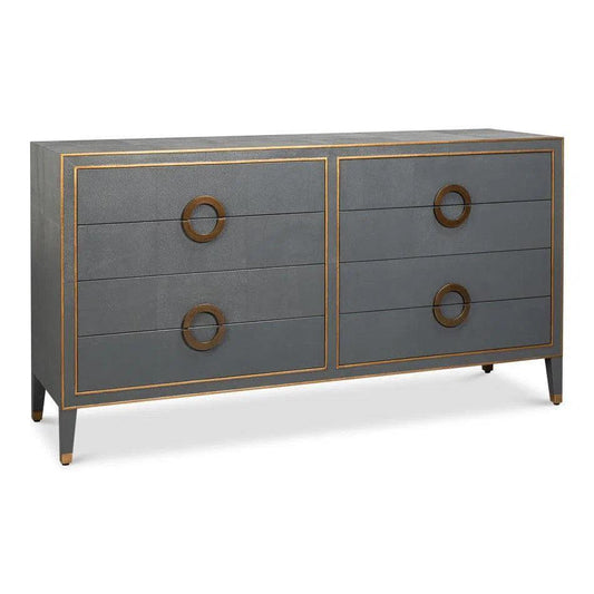 Gabriella Embossed Shagreen Grey Chest Of Drawers - LOOMLAN - Sarreid - Chests