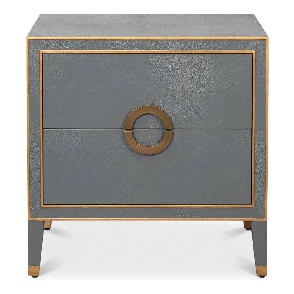 Gabriella Embossed Shagreen Grey Night Stand - LOOMLAN - Sarreid - Nightstands
