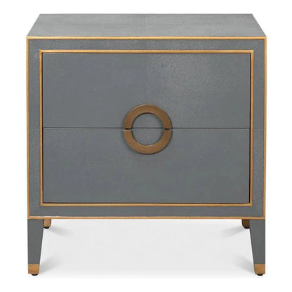 Gabriella Embossed Shagreen Grey Night Stand - LOOMLAN - Sarreid - Nightstands