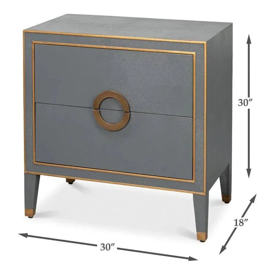 Gabriella Embossed Shagreen Grey Night Stand - LOOMLAN - Sarreid - Nightstands