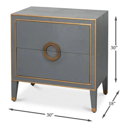 Gabriella Embossed Shagreen Grey Night Stand - LOOMLAN - Sarreid - Nightstands
